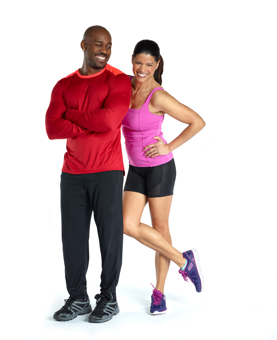 Dolvett Quince and fitness model on white background for Dr. Scholl
