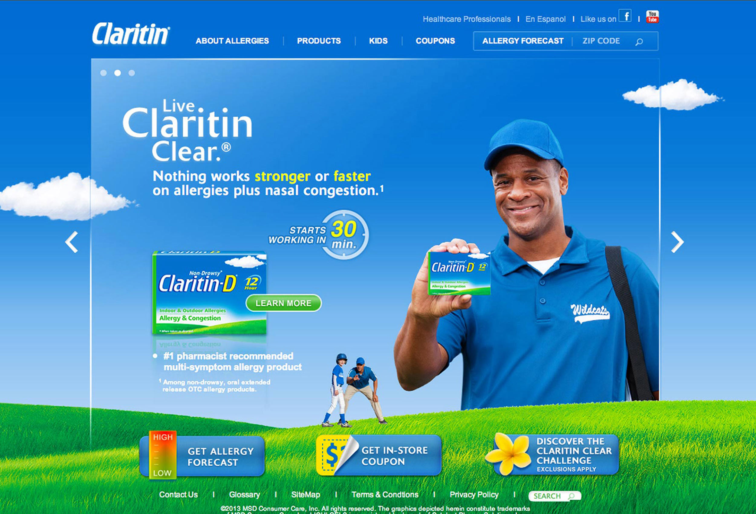 Screen grab from Claritin Clear website advertising campaign