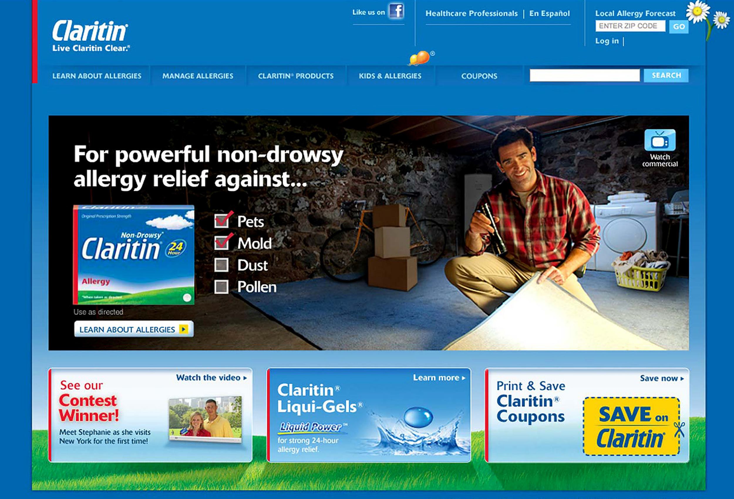 Screen grab from Claritin D website advertising