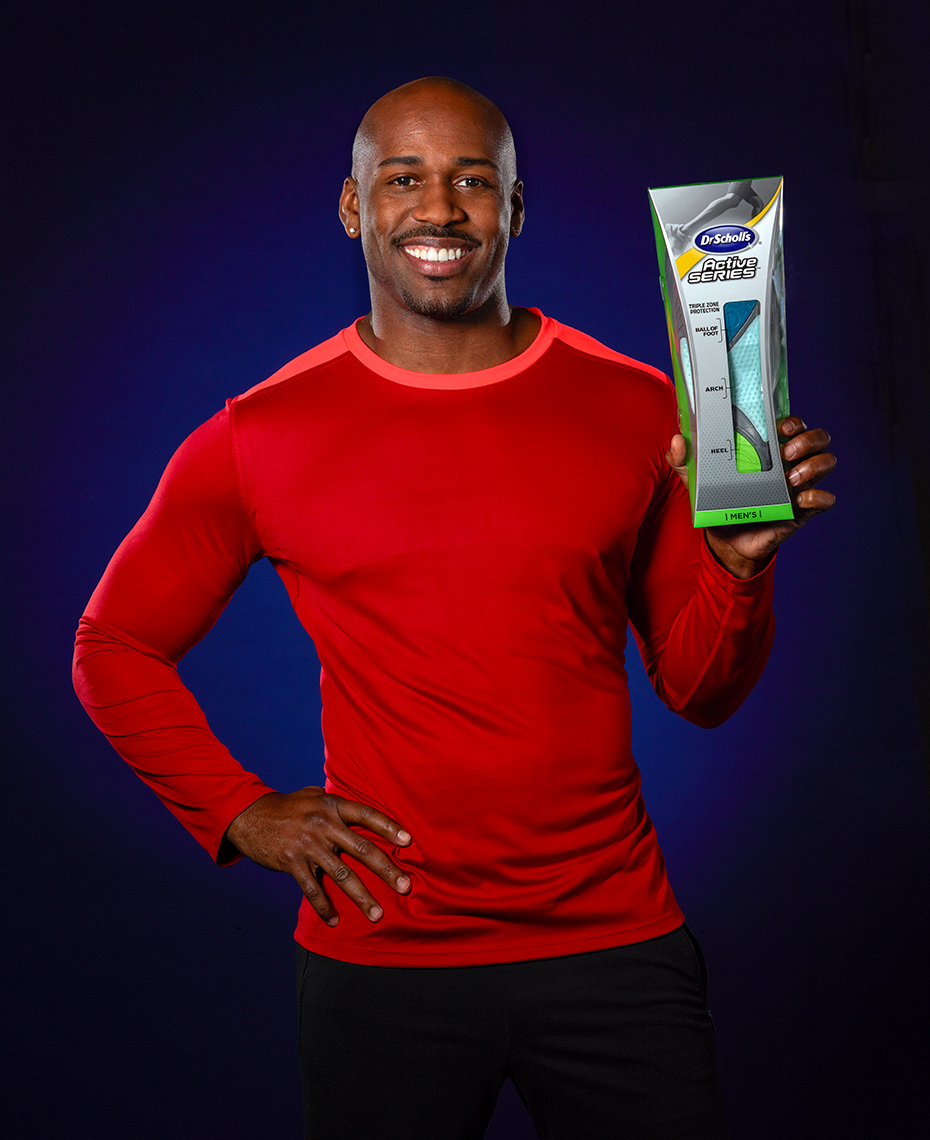  Dolvett Quince  studio portrait with Dr. Scholl