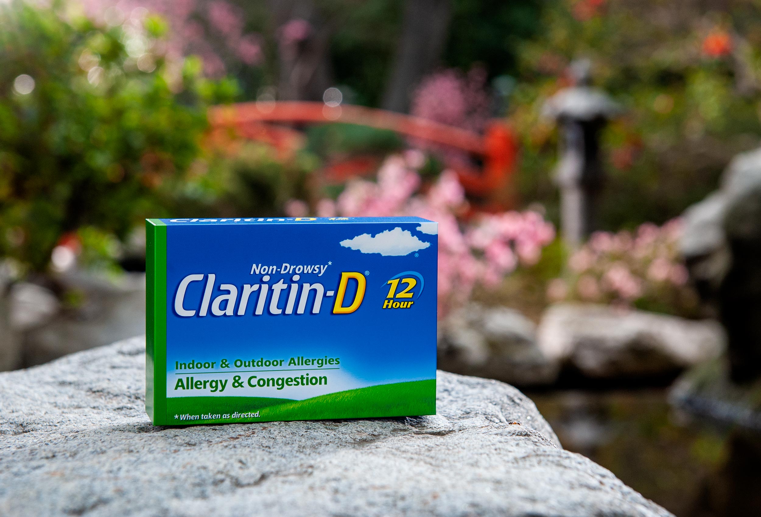 Non-drowsy Claritin D box product photography for advertising campaign