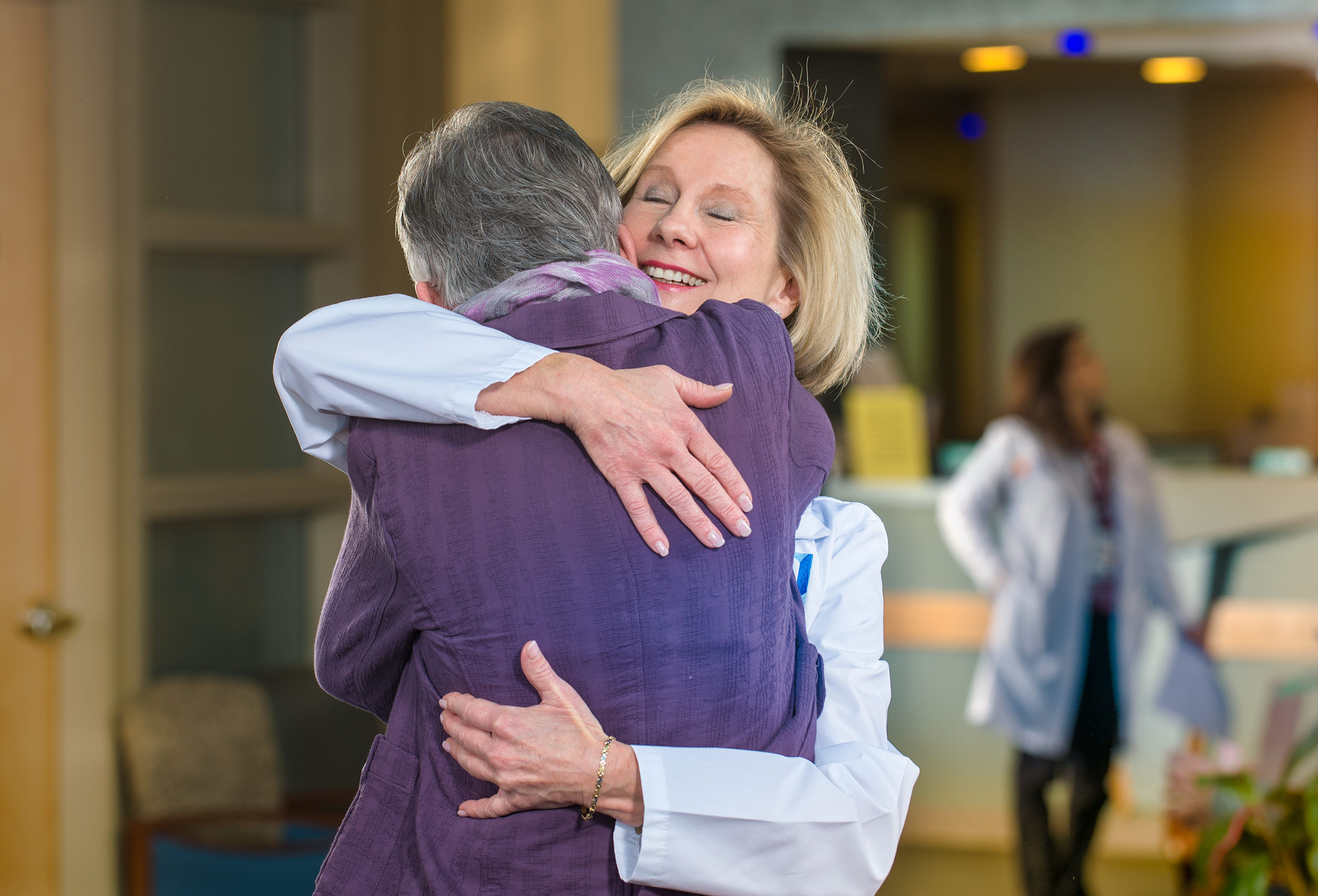 Nurse hugs patient pre covid lockdown  at Overlook Medical Center