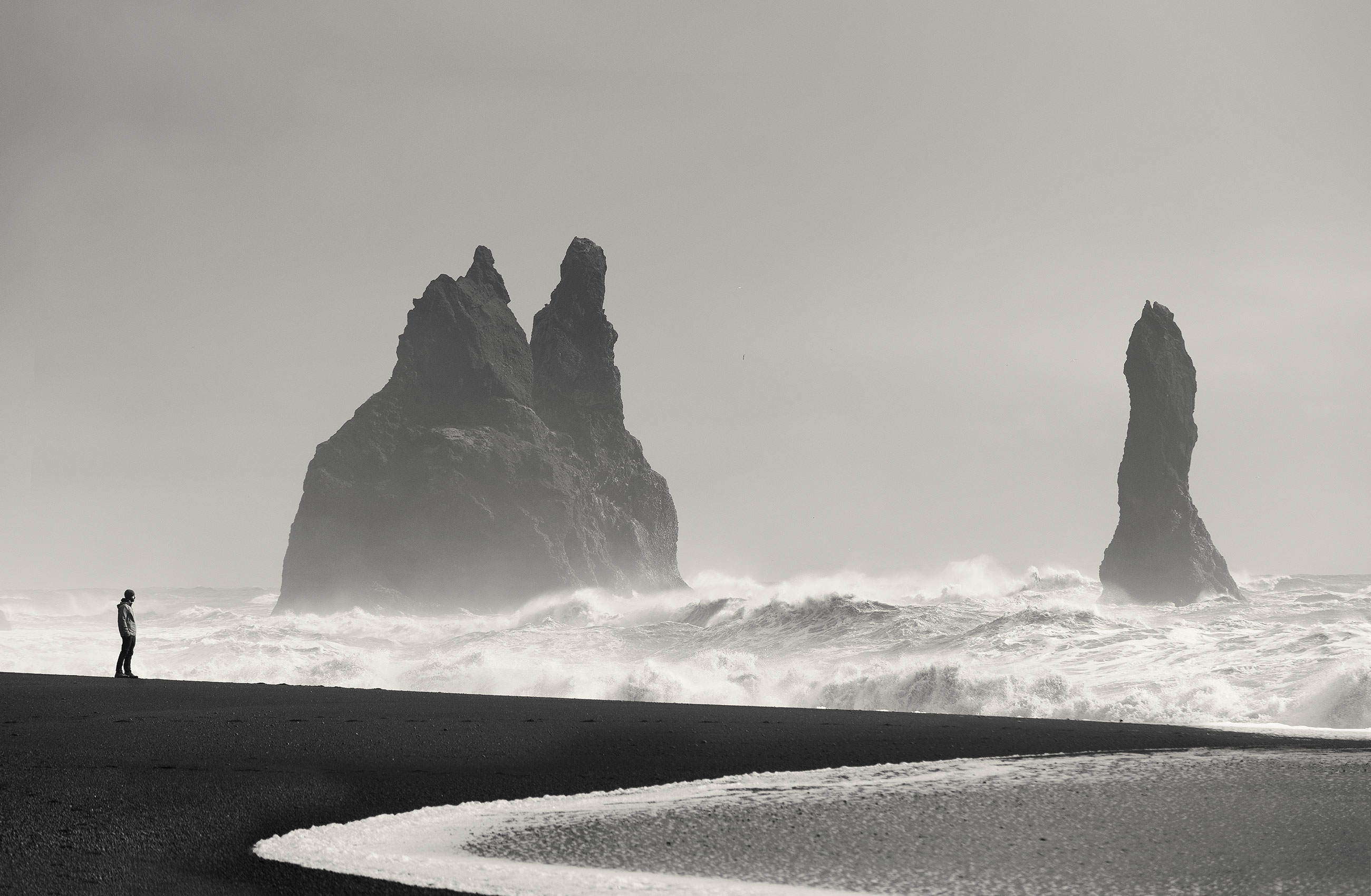 Never turn your back on the waves at Reynisfjara beach Iceland